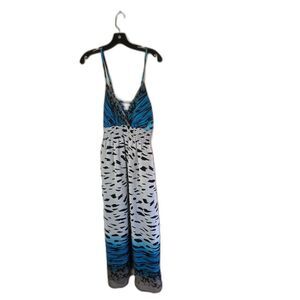 She School Blue and White Animal Print Maxidress Size XL